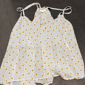 mine Light Blue Daisy Print Tie-Strap Top